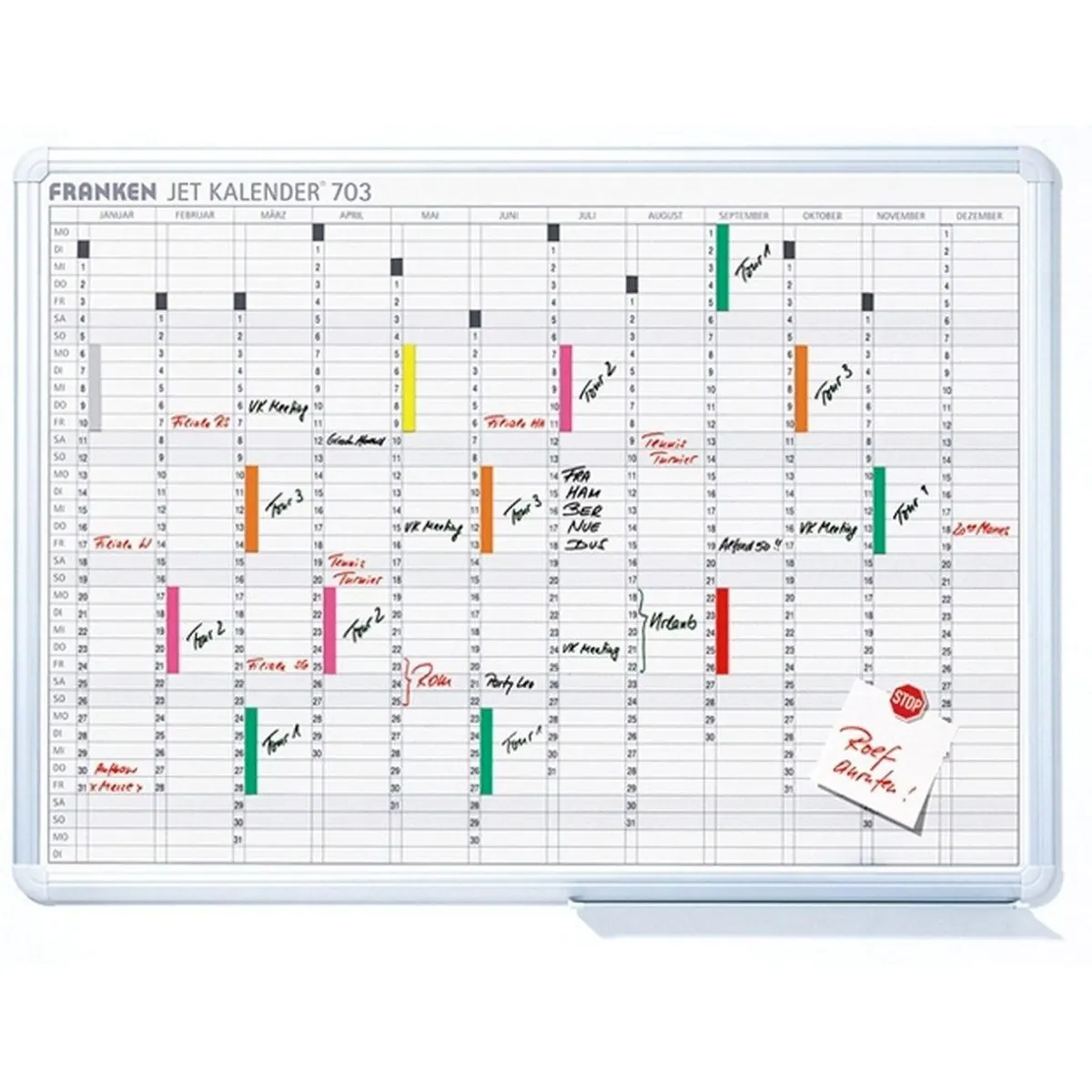 Franken JetKalender 703 Wandtafel, Jahresübersicht für 12 Monate, magnethaftend