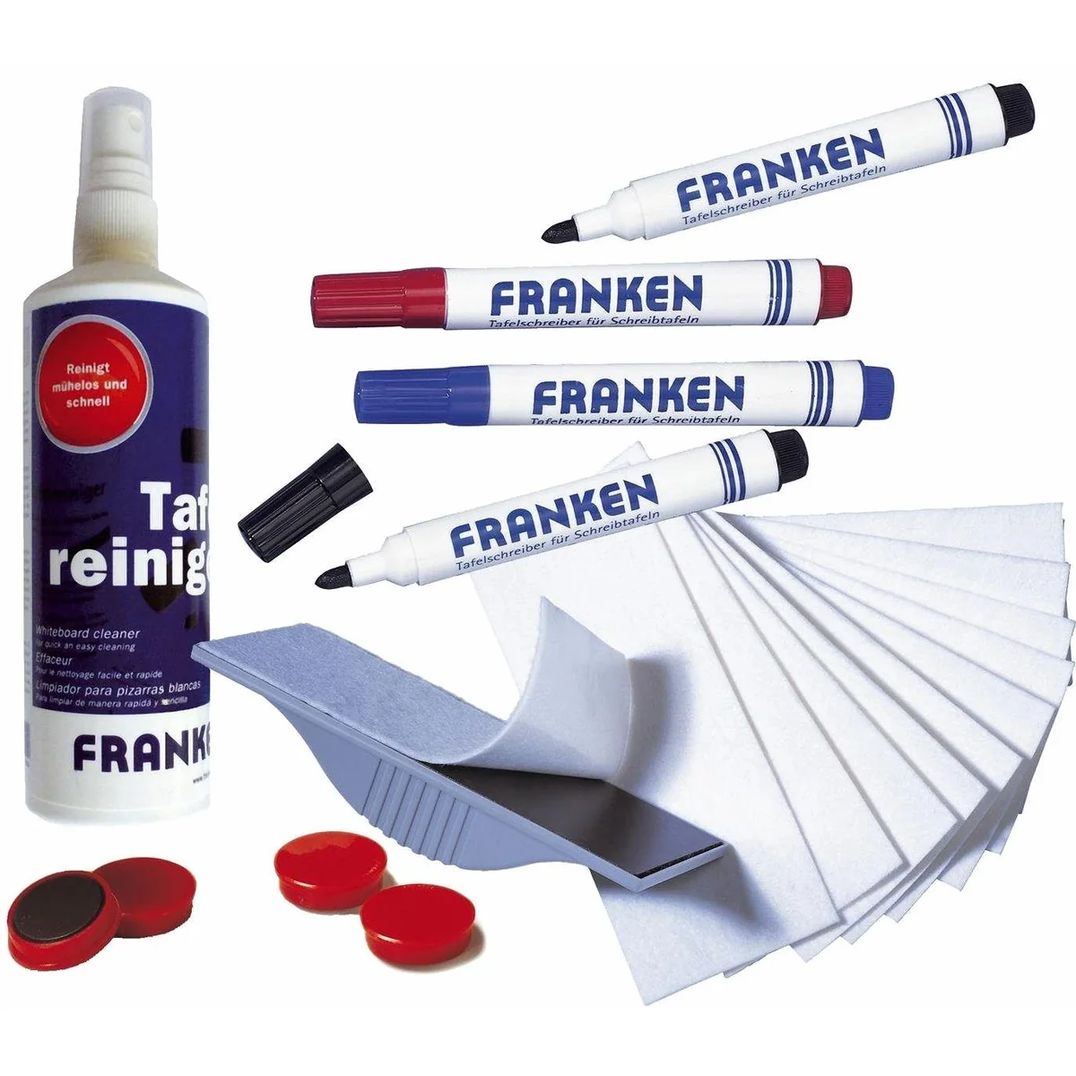 Franken Magnettafel-Zubehörset, inklusive Reinigung, Wischer und Tafelschreiber