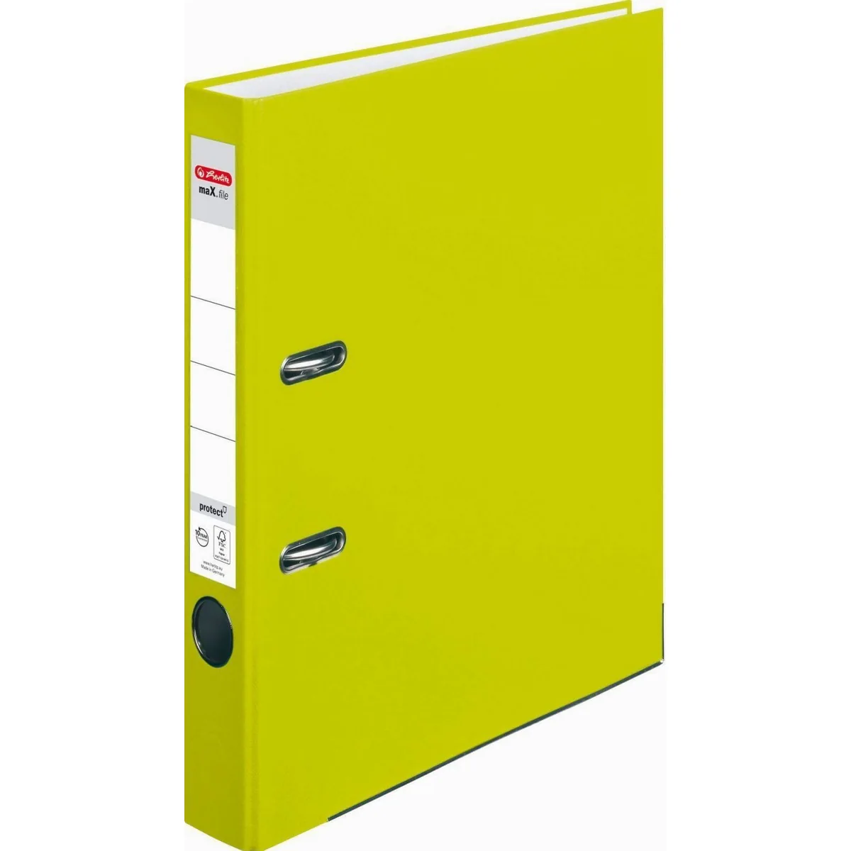 Herlitz maX.file protect Ordner A4, 5 cm Rücken, neon grün — stabil, auffällig, praktisch