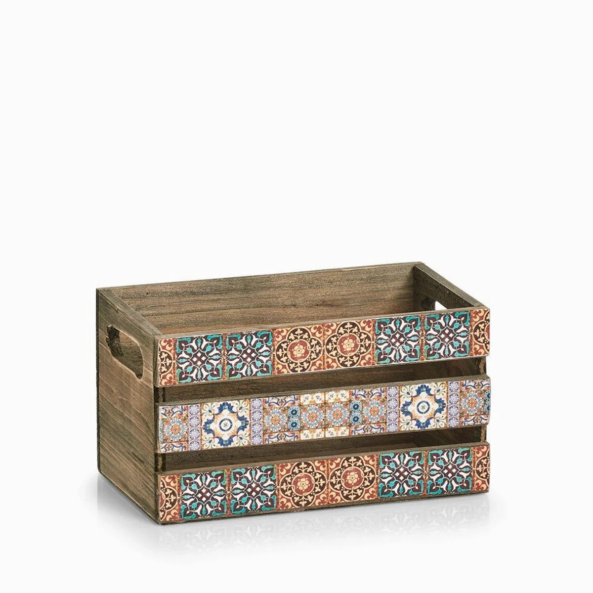 Zeller Present Aufbewahrungskorb Mosaik, aus Holz, 24 x 14 x 13,5 cm
